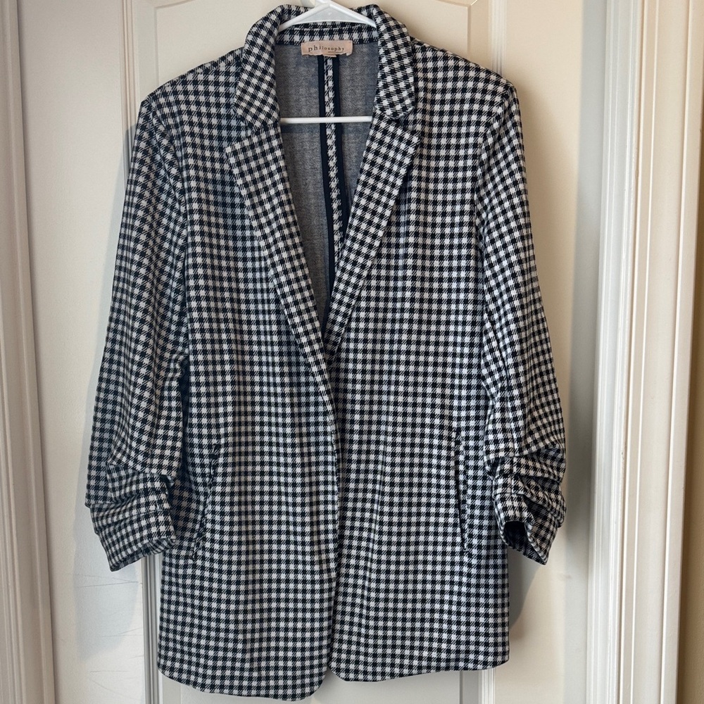 Philosophy Black and White Plaid Blazer